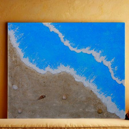 Coastal Calm Canvas Painting by Artist Rutuja Pawar 16 x 20 Inch